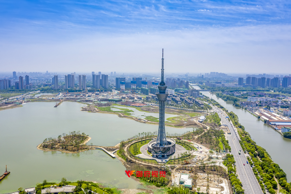 城市地标,常熟电视塔,航拍摄影
